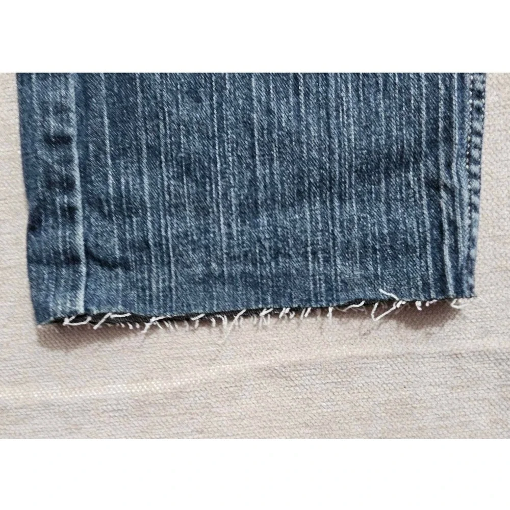 Levis 505 Regular Fit Straight Leg Jeans Blue Slub Denim Mens 34x31 Cut Off Hem*